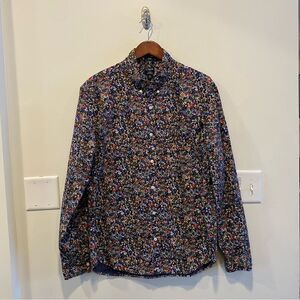 J. Crew Floral Long Sleeve Shirt Men's XL Flex Washed Slim Fit Button Shirt